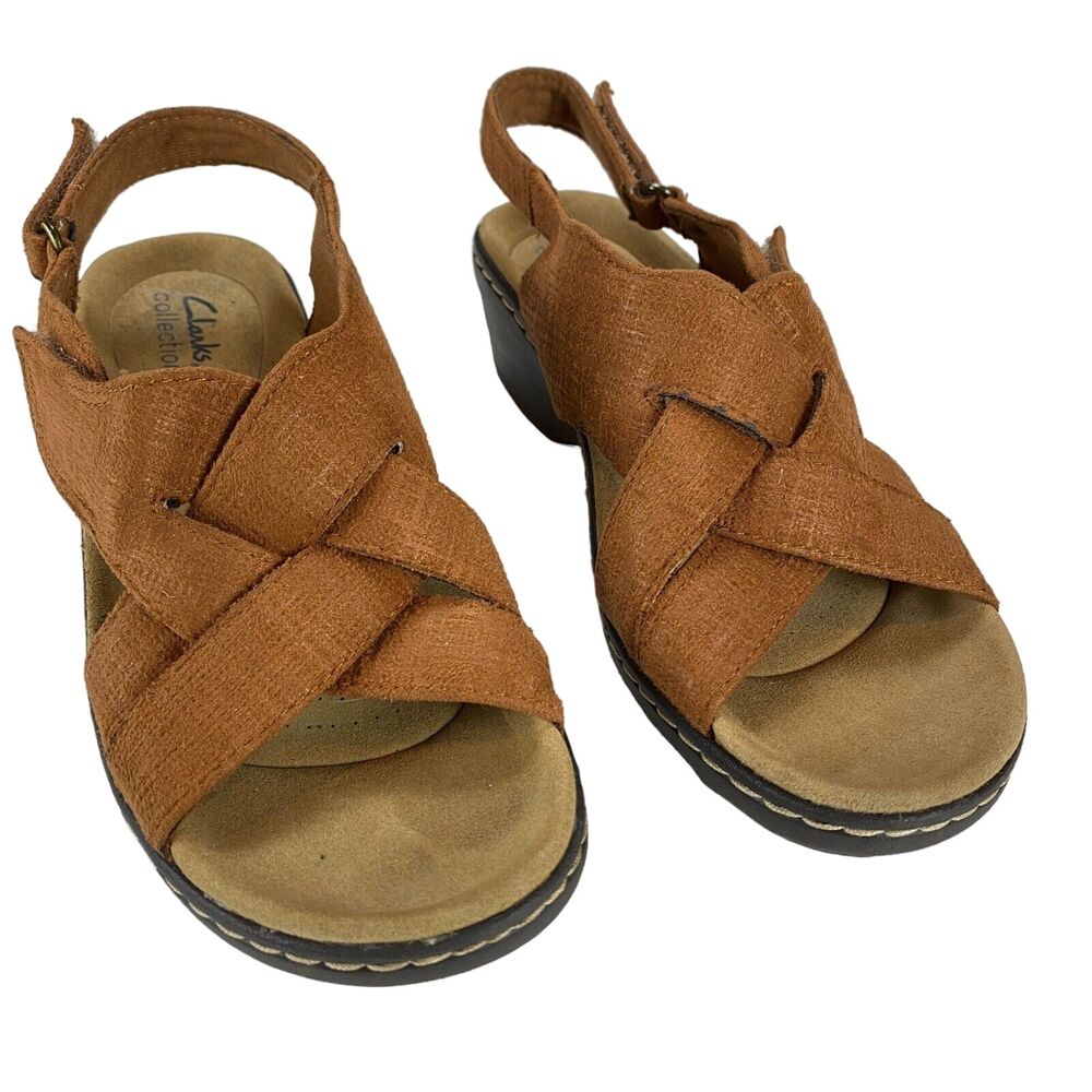 Clarks Merliah Echo Heeled Sandal Women Size 7M Brown Ultimate Comfort Slingback